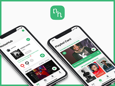 NoiseHub app apple music feed ios iphone jukebox music noise noisehub play social sound spotify ui ux