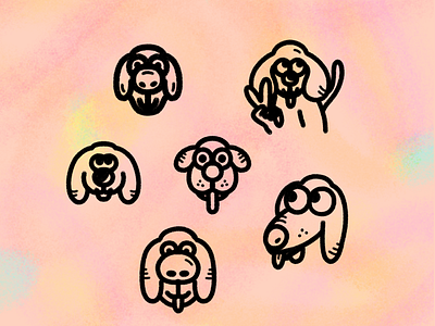 Peculiar pups dogs drawing icons illustration pups sketch