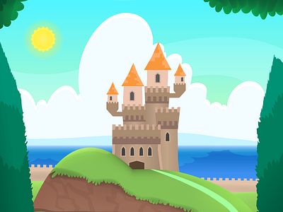 Castle adventure beauty cartoon cartoon design cartoon illustration castle digital 2d illustration kingdom sea vector art vector artwork