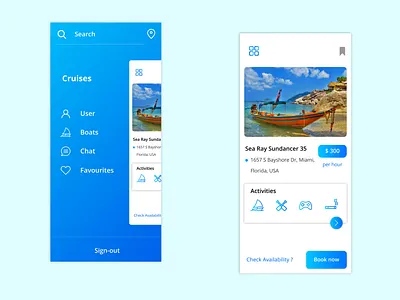 Boat cruise exploration ui screen typography ui ux ux design