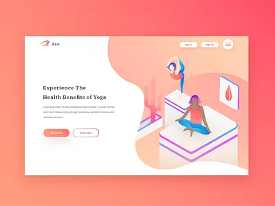 Yoga Web Design Concept gradient illustration web design yoga zenyoga