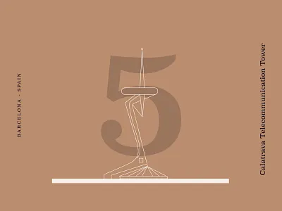 Calatrava Telecommunication Tower barcelona design icon illustration spain vector