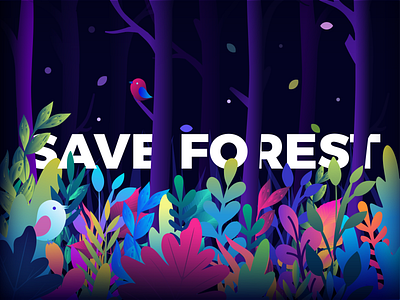 Save the Forest animal forest gradient illustration vector