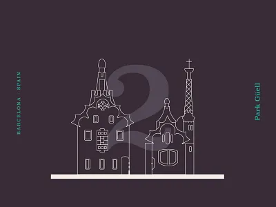 Barcelona Park Güell architecture barcelona design gaudi icon illustration landmark lanmarks spain vector