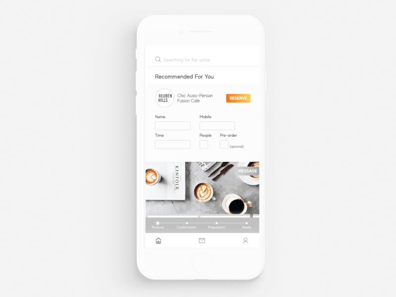 Cafe Reservation animation coffeeorder daily ui illustration principle principleapp reservation ui ux