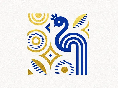 Peacock animal avian bird blue geometric gold icon leaf logo minimal minimalism nature pattern peacock shape