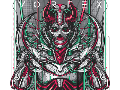 VORTEX 01 biomechanical character illustration robotic vector