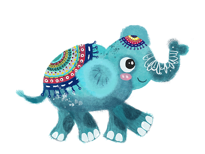 Elephant 2d art colorful colors design flat illustration illustrator photoshop texture vector wacom tablet