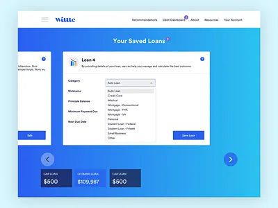 Saving loans modal financial loans modal ui