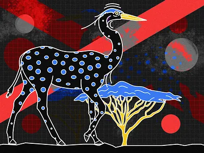 Heron x Zebra x Imagination abstract affinity animal art design dots illustration tree