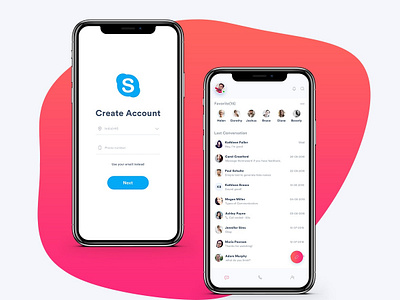 Skype App Redesign android app design illustrator iphonex psd skype typography ui ux