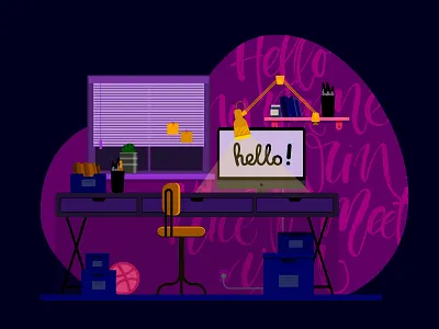 Hello hello dribbble illustration kyiv lettering ukraine vector workplace