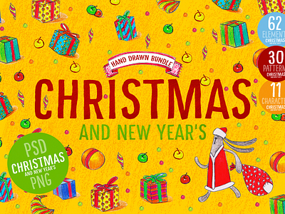 CHRISTMAS-AND-NEW-YEAR branding character christmas collection design illustration logo new year new year 2019 pawellpi premium