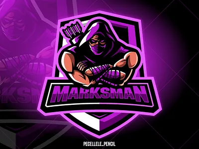Marksman archer archerry assassin badge design esport esports exclusive gamer gaming hunter logo marksman ninja premade shinobi sport squad store vector