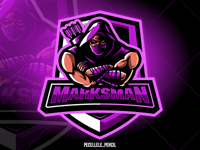 Marksman archer archerry assassin badge design esport esports exclusive gamer gaming hunter logo marksman ninja premade shinobi sport squad store vector