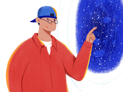 男孩和宇宙 女孩 扁平插画 插图 插画 男孩