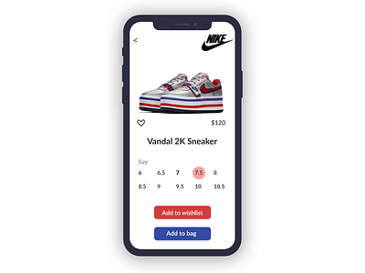 Daily UI Challenge 012 - Single Item E-Commerce Shop add to bag app dailyui iphonex mockup nike shoes shop shop app ui ux ux design