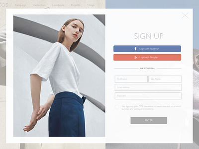 COS Sign Up - DAILYUI#001 cos dailyui dailyui 001 fashion minimalism signup signupform uidesign