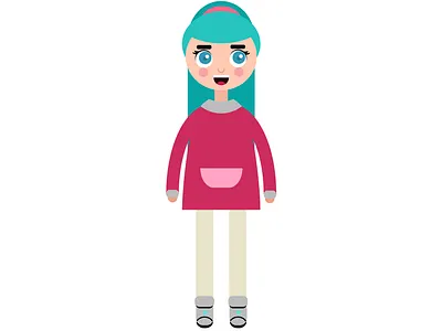 Flat Character 2d art charachter colorful colors design flat girl hair illustration illustrator turquoise vector