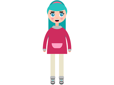 Flat Character 2d art charachter colorful colors design flat girl hair illustration illustrator turquoise vector