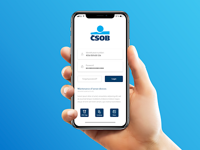 ČSOB Mobile App Login Screen 2018 adobe app app concept apple design bank clean clean business card design iphone x login product screen simple ui ux xd čsob