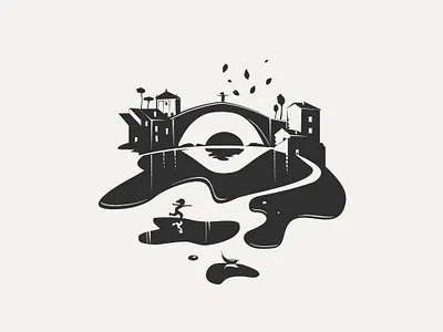 Illustration Les jours volent au vent art illustration reflection sun water