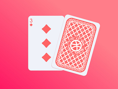 3 Dribbble Invites design dribbble flat illustration invitation invite playing card three