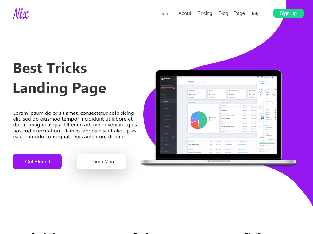 Example of Beautiful web design mockup