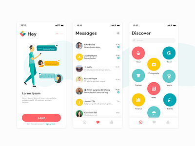 Hey chat app briefbox chat chat app icon illustration ios iphonex messages ui ux