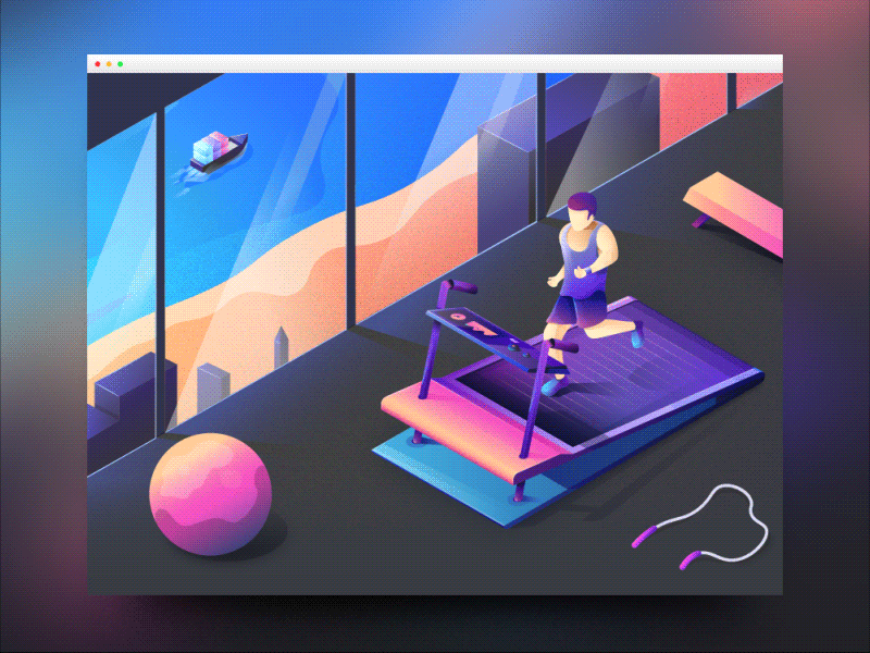 Perfect Surroundings for exercise 3d animation apps coloful excercise illustration isometric landing logo mac motion motiondesign scenario treadmill ui ui ux design ui animation ux web websitedesign