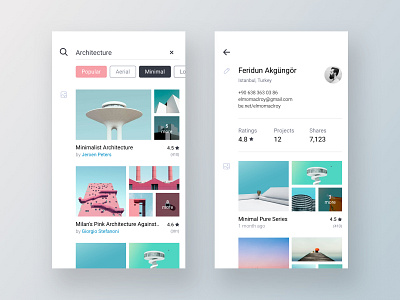 Gallery UI app architecture clean gallery left leftalign minimal photo profile ui ux