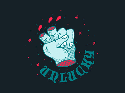 Unlucky brand design hands icon illustration night stars tattoo art waikiki