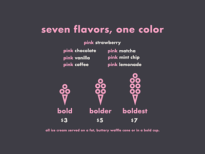 bold menu bold bolder boldest ice cream pink