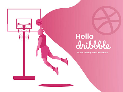 Hello Dribbble basketball branding debut design hellodribbble illustration ui ux vector