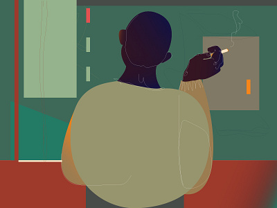 Evening adobeillustator colorful design digital dribbble evening illustration illustrator man smoke vector