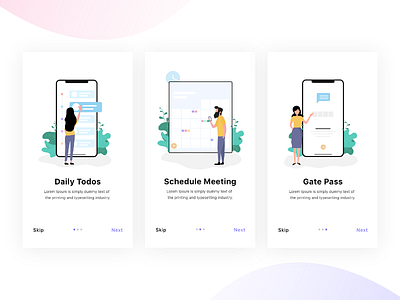 Todos App Onboarding adobe xd art design gatepass illustration meetings minimal minimalist mobile app onboarding schedule todos typography ui ux vector