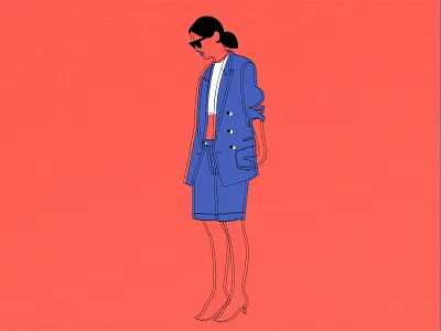 The blue suit design drawing fashion girl illustration illustration style styleguides