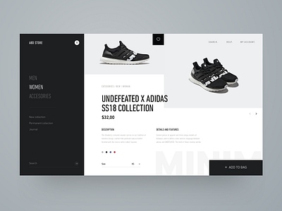 E-commerce exploration adidas design e commerce shoes typography ui