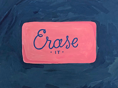 Erase It art eraser gouache office supplies painting pink print vintage