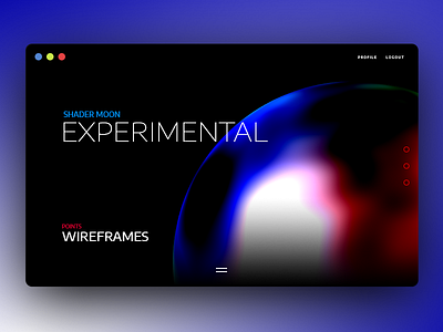 Shader Moon canvas dark experimental html5 threejs ui ux