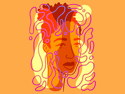 Flow State character face illustration orange pink portrait red woman yellow