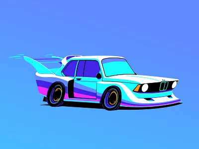 1977 Group 5 BMW 320 bmw car illustration limited color limited palette race car