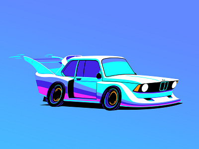 1977 Group 5 BMW 320 bmw car illustration limited color limited palette race car