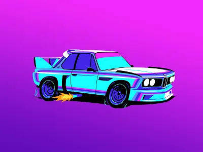BMW 3.0 CSL bmw car illustration limited color limited palette race car