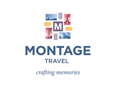 Montage Travel Logo agency branding collage europe logo montage tile tiles travel