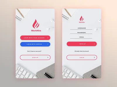 Workhire - App Sign Up app design hire job login mobile mobile app sign in sign up ui ux work