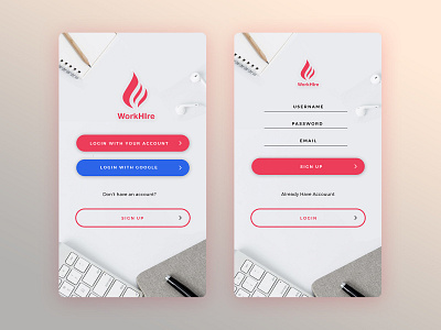 Workhire - App Sign Up app design hire job login mobile mobile app sign in sign up ui ux work