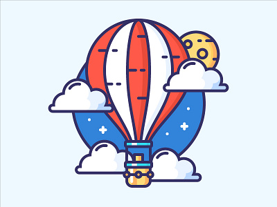 Hot Air Balloon attraction balloon cloud hot hot air balloon icon illustration moon sky