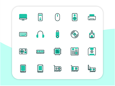 Computer Icon Set component computer cpu design gadget icon iconography it minimalist storage technology