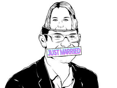 Just married black white draw illustration illustrator married